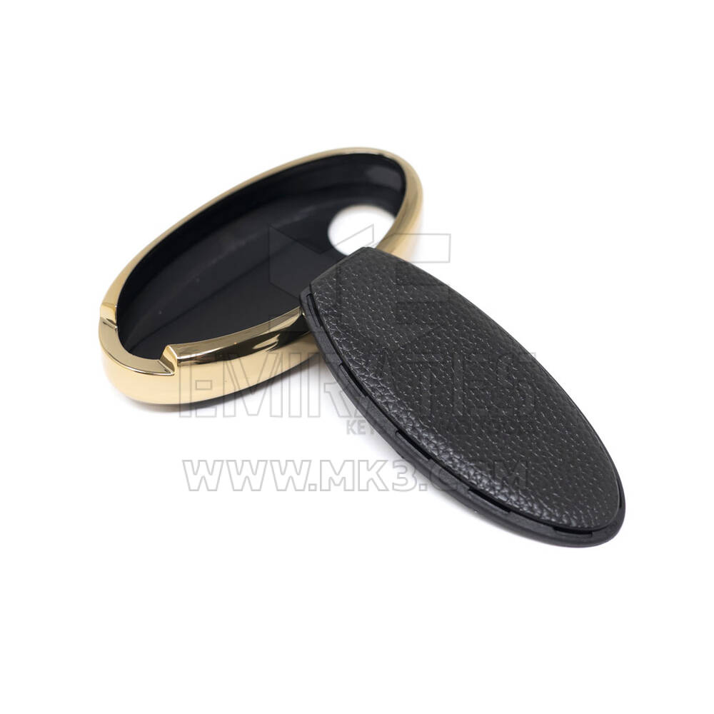 New Aftermarket Nano High Quality Gold Leather Cover For Nissan Remote Key 3 Buttons Black Color NS-A13J3B | Emirates Keys