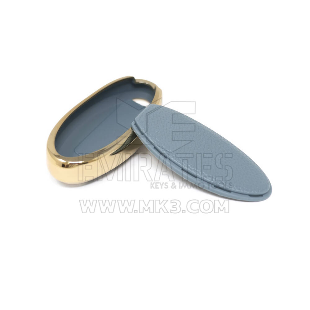 New Aftermarket Nano High Quality Gold Leather Cover For Nissan Remote Key 3 Buttons Gray Color NS-A13J3B | Emirates Keys
