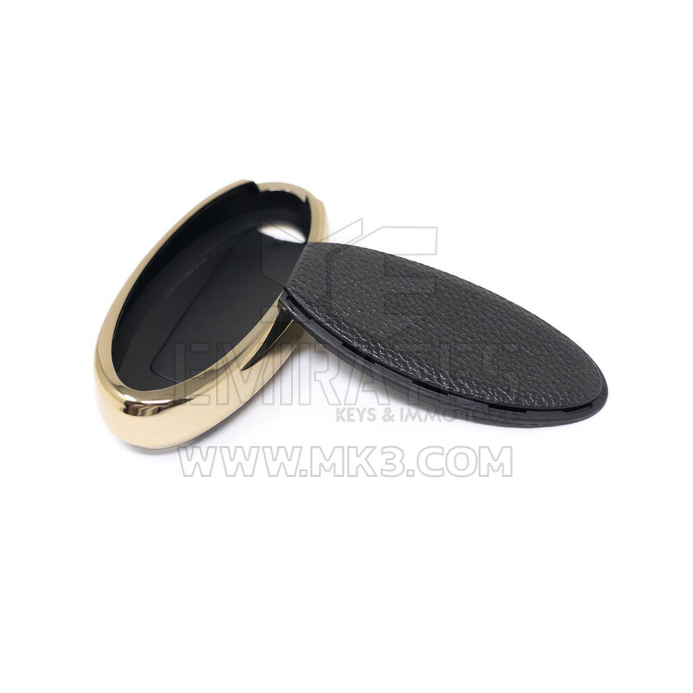 New Aftermarket Nano High Quality Gold Leather Cover For Nissan Remote Key 4 Buttons Black Color NS-A13J4A | Emirates Keys