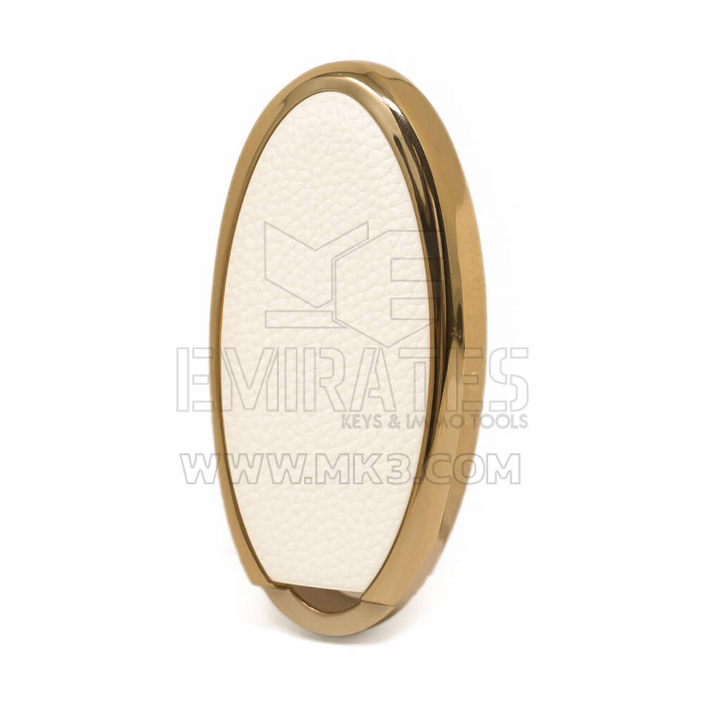 Nano Gold Leather Cover For Nissan Key 4B White NS-A13J4B | MK3