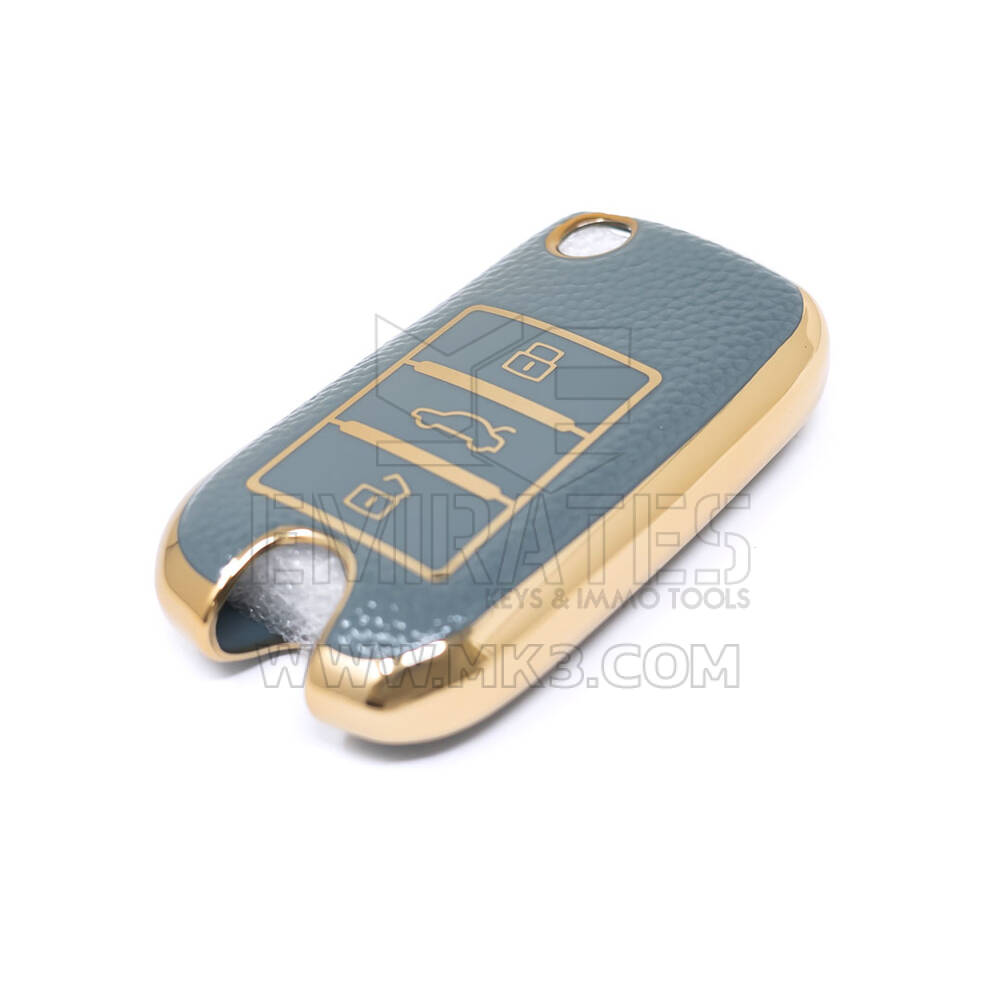Nueva Funda de cuero dorado de alta calidad Nano del mercado de accesorios para Roewe Flip Remote Key 3 botones Color gris RW-A13J | Cayos de los Emiratos