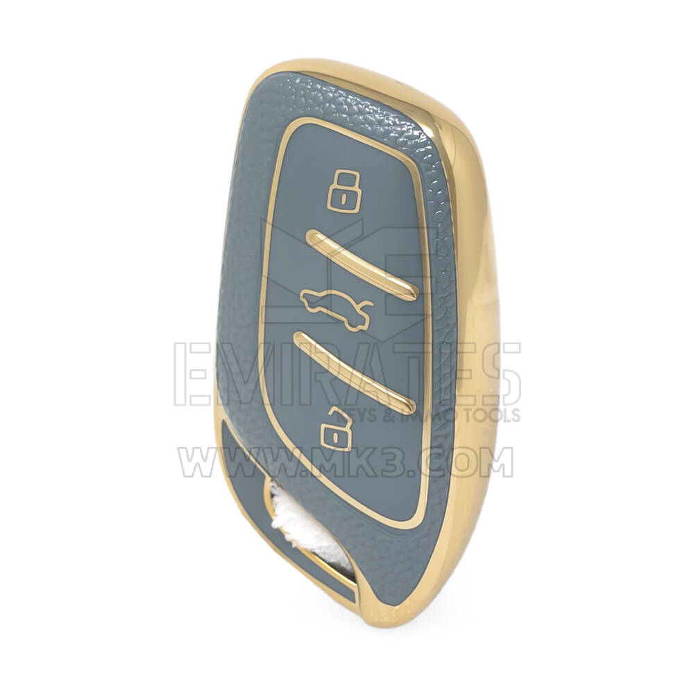 Nano Funda de cuero dorado de alta calidad para mando a distancia Roewe, 3 botones, Color gris, RW-B13J