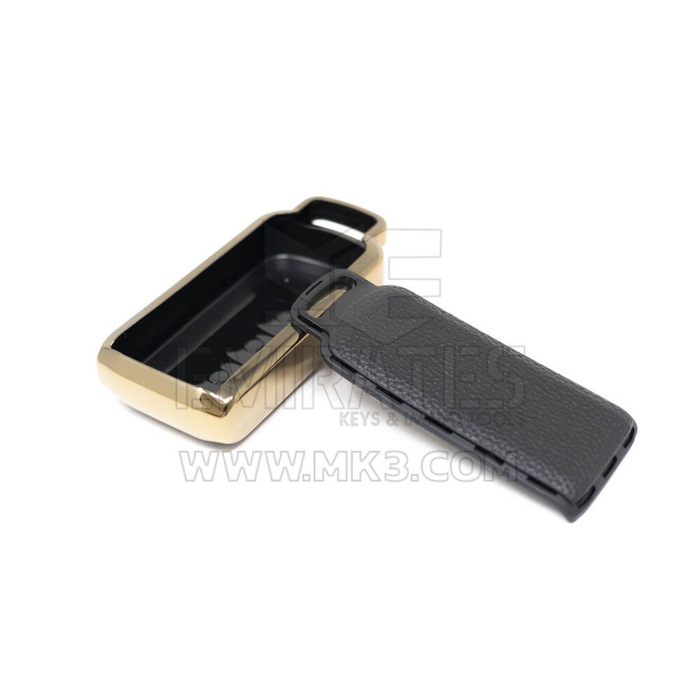 New Aftermarket Nano High Quality Gold Leather Cover For Mitsubishi Remote Key 3 Buttons Black Color MSB-A13J | Emirates Keys