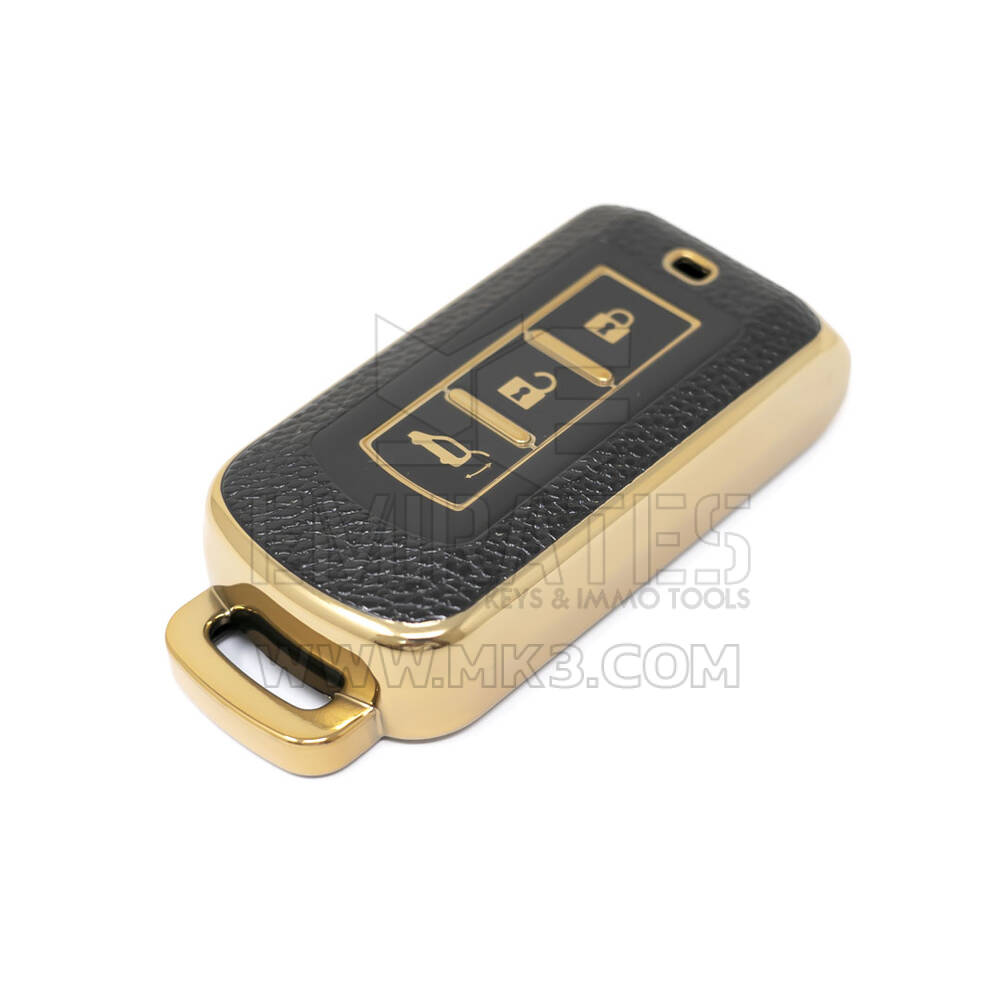 Novo aftermarket nano capa de couro dourado de alta qualidade para chave remota mitsubishi 3 botões cor preta MSB-A13J Chaves dos Emirados