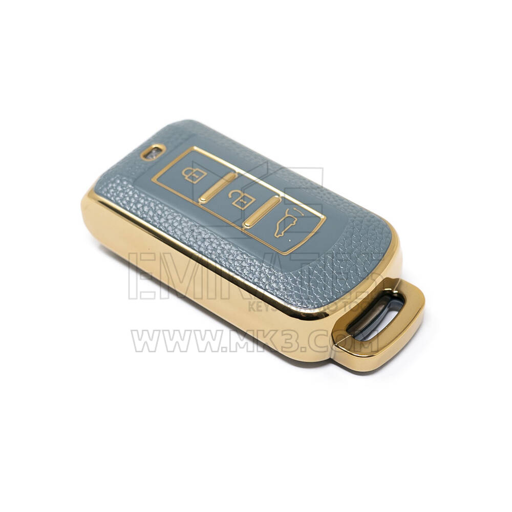 Novo aftermarket nano capa de couro dourado de alta qualidade para chave remota mitsubishi 3 botões cor cinza MSB-A13J Chaves dos Emirados