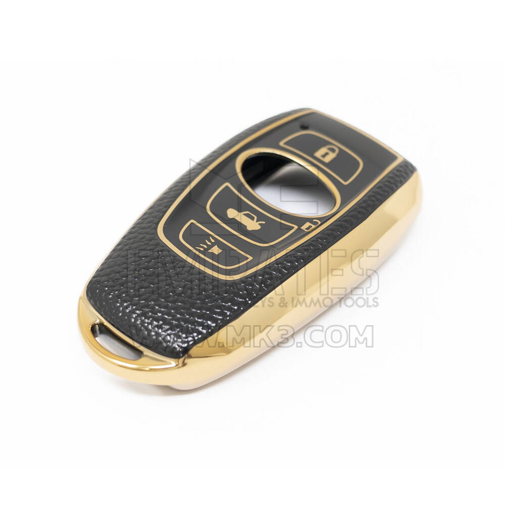 New Aftermarket Nano High Quality Gold Leather Cover For Subaru Remote Key 3 Buttons Black Color SBR-A13J | Emirates Keys
