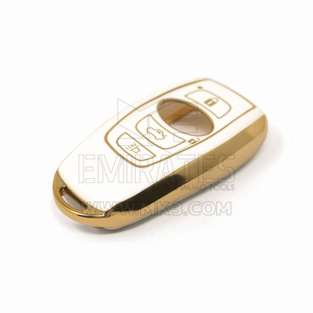 Housse en cuir doré de haute qualité pour clé télécommande Subaru, 3 boutons, couleur blanche, SBR-A13J | Clés des Émirats