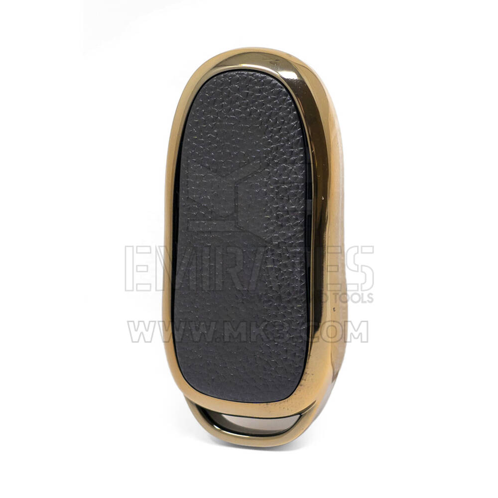 Housse en cuir Nano doré pour clé télécommande Tesla 3B noire TSL-B13J | MK3