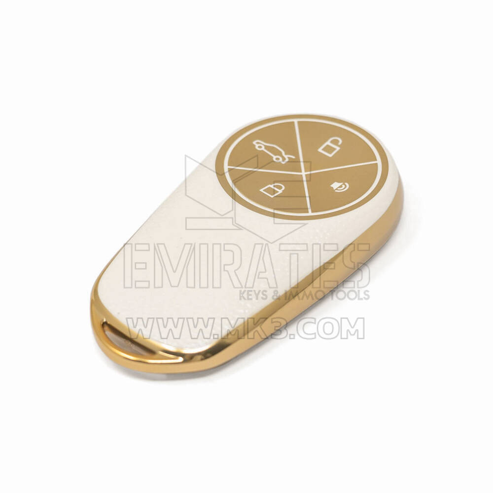 New Aftermarket Nano High Quality Gold Leather Cover For NIO Remote Key 4 Buttons White Color NIO-A13J | Emirates Keys