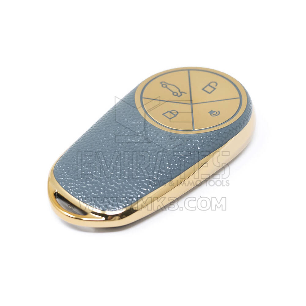 New Aftermarket Nano High Quality Gold Leather Cover For NIO Remote Key 4 Buttons Gray Color NIO-A13J | Emirates Keys
