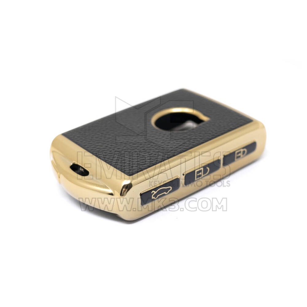 جديد ما بعد البيع نانو عالية الجودة غطاء جلد ذهبي لمفتاح فولفو البعيد 4 أزرار اللون الأسود VOL-A13J | مفاتيح الإمارات