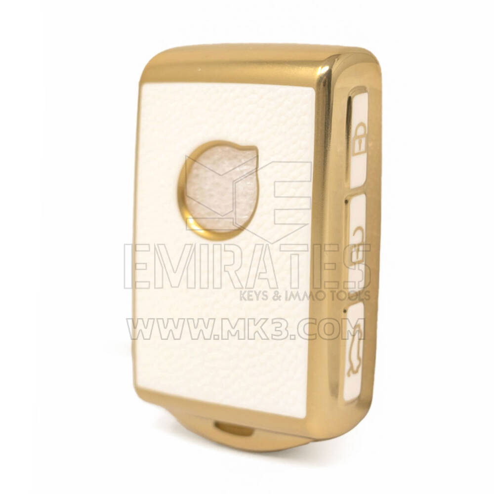 Nano High Quality Gold Leather Cover For Volvo Remote Key 4 Buttons White Color VOL-A13J