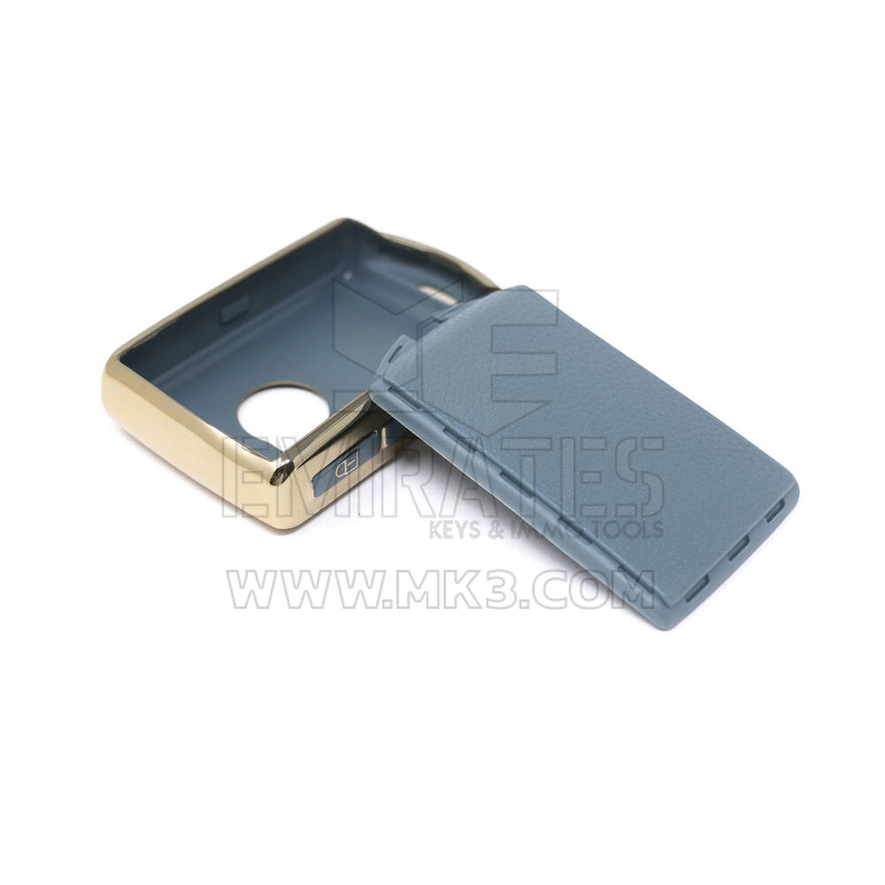 New Aftermarket Nano High Quality Gold Leather Cover For Volvo Remote Key 4 Buttons Gray Color VOL-A13J  | Emirates Keys