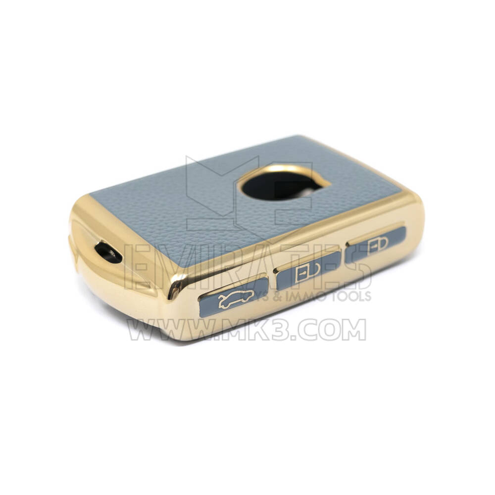 Novo aftermarket nano capa de couro dourado de alta qualidade para chave remota volvo 4 botões cor cinza VOL-A13J | Chaves dos Emirados