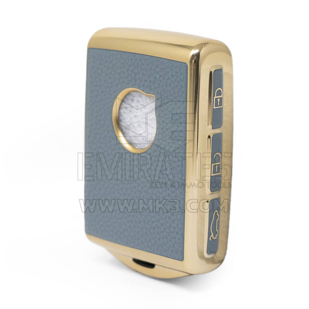 Nano Funda de cuero dorado de alta calidad para llave remota Volvo, 4 botones, Color gris VOL-A13J