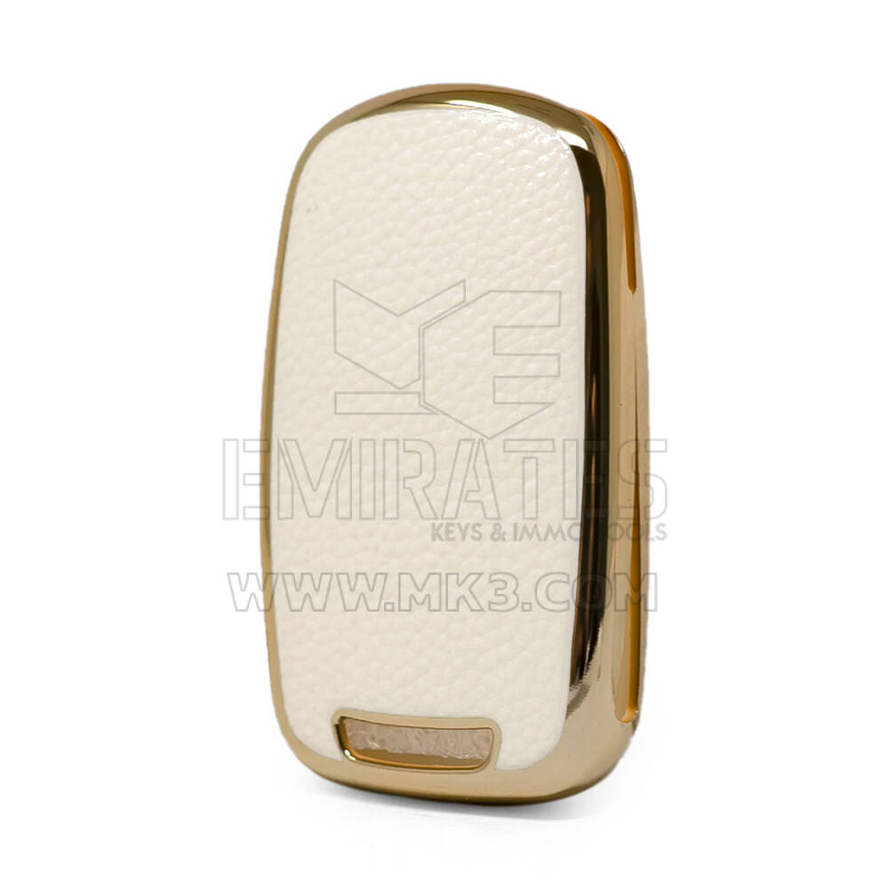 Кожаный чехол с нано-золотом Wuling Flip Key 3B, белый WL-A13J | МК3