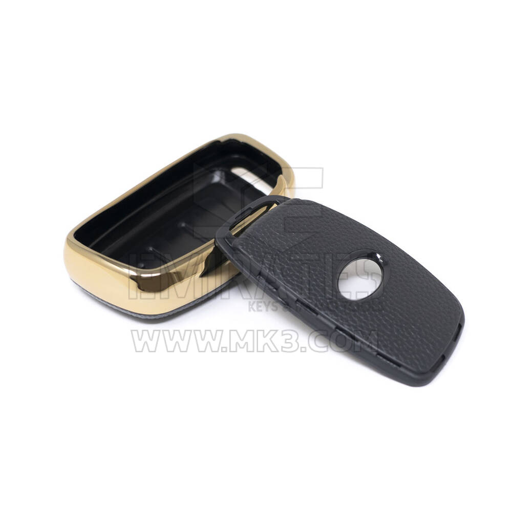 New Aftermarket Nano High Quality Gold Leather Cover For Hyundai Remote Key 3 Buttons Black Color HY-A13J3A  | Emirates Keys