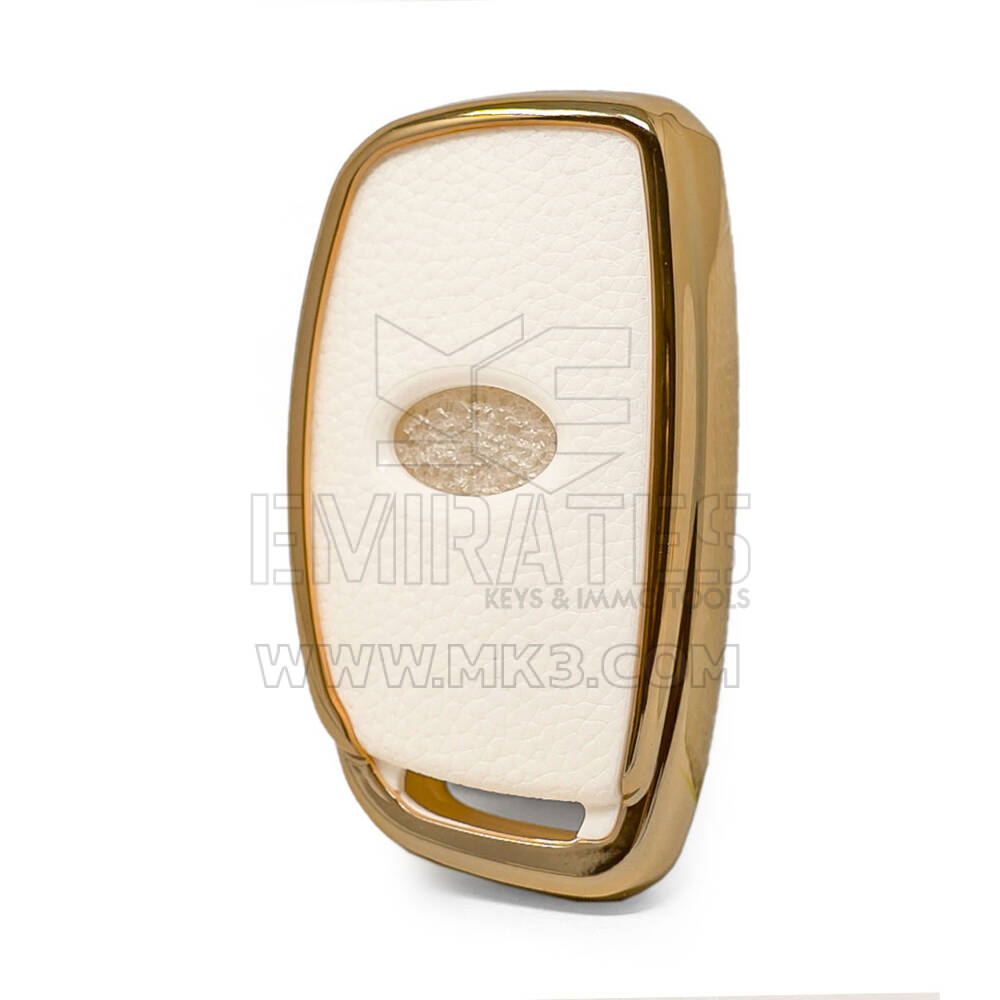 Кожаный чехол Nano Gold для Hyundai Key 3B White HY-A13J3A | МК3