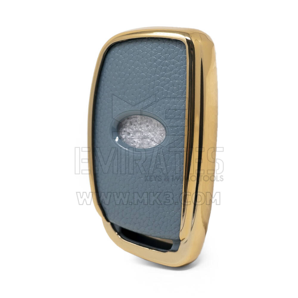 Кожаный чехол Nano Gold для Hyundai Key 3B Grey HY-A13J3A | МК3