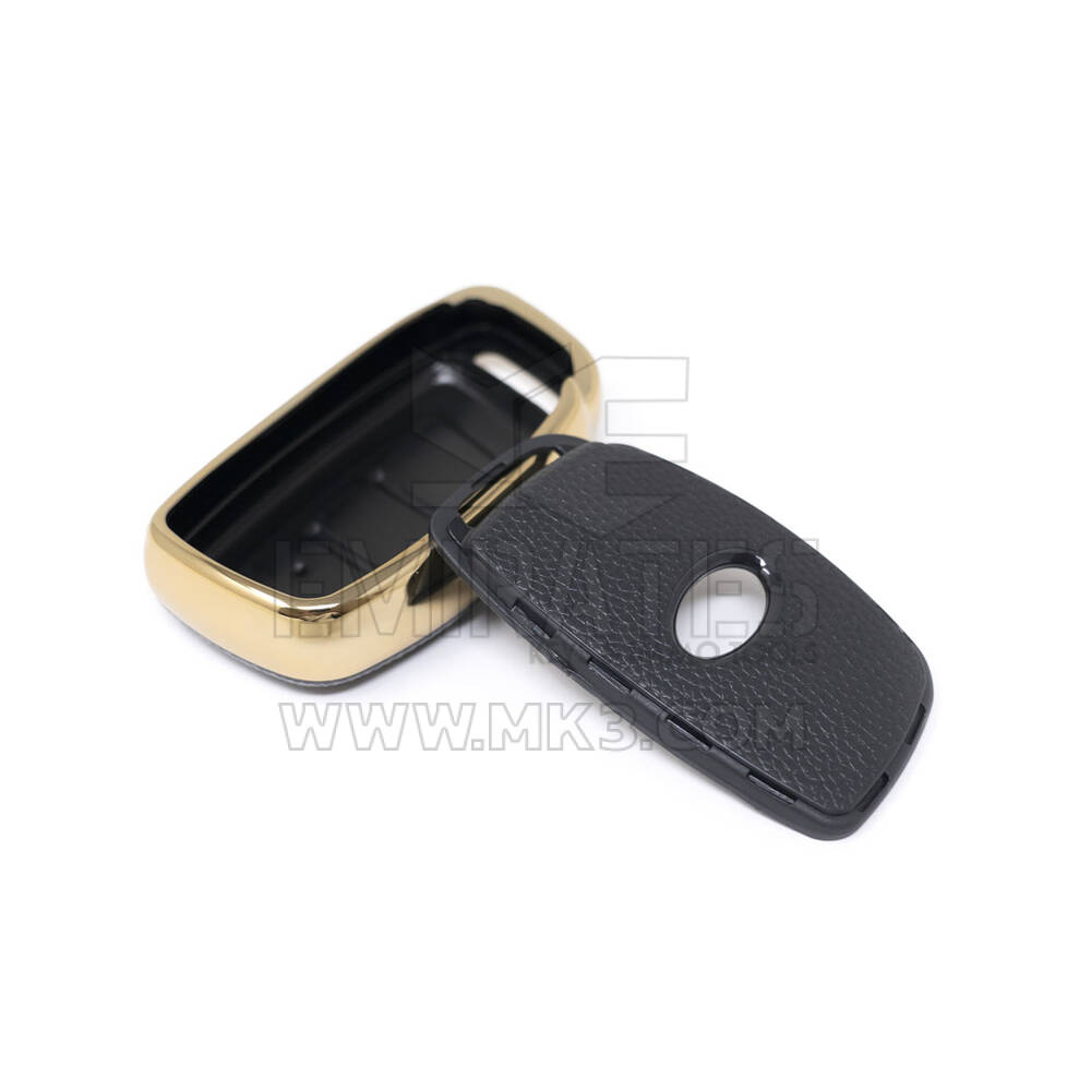 New Aftermarket Nano High Quality Gold Leather Cover For Hyundai Remote Key 3 Buttons Black Color HY-A13J3B | Emirates Keys