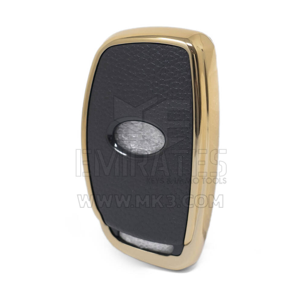 Кожаный чехол с нано-золотом для Hyundai Key 3B, черный HY-A13J3B | МК3
