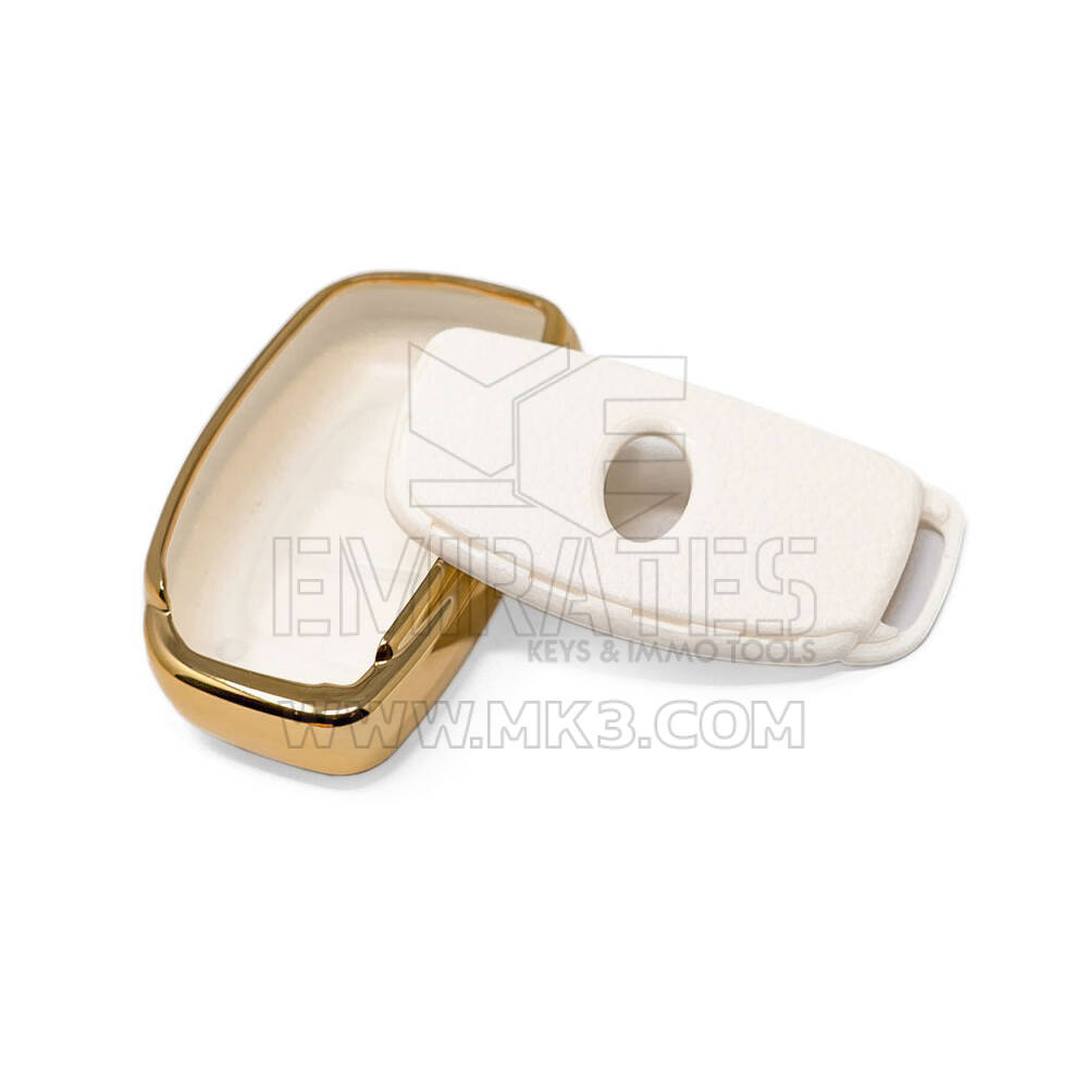 New Aftermarket Nano High Quality Gold Leather Cover For Hyundai Remote Key 3 Buttons White Color HY-A13J3B | Emirates Keys