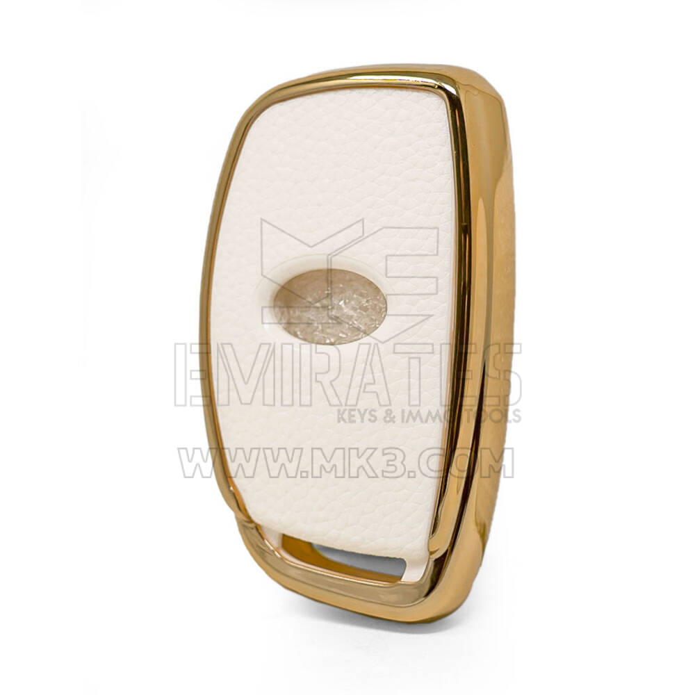 Nano Gold Leather Cover For Hyundai Key 3B White HY-A13J3B | MK3