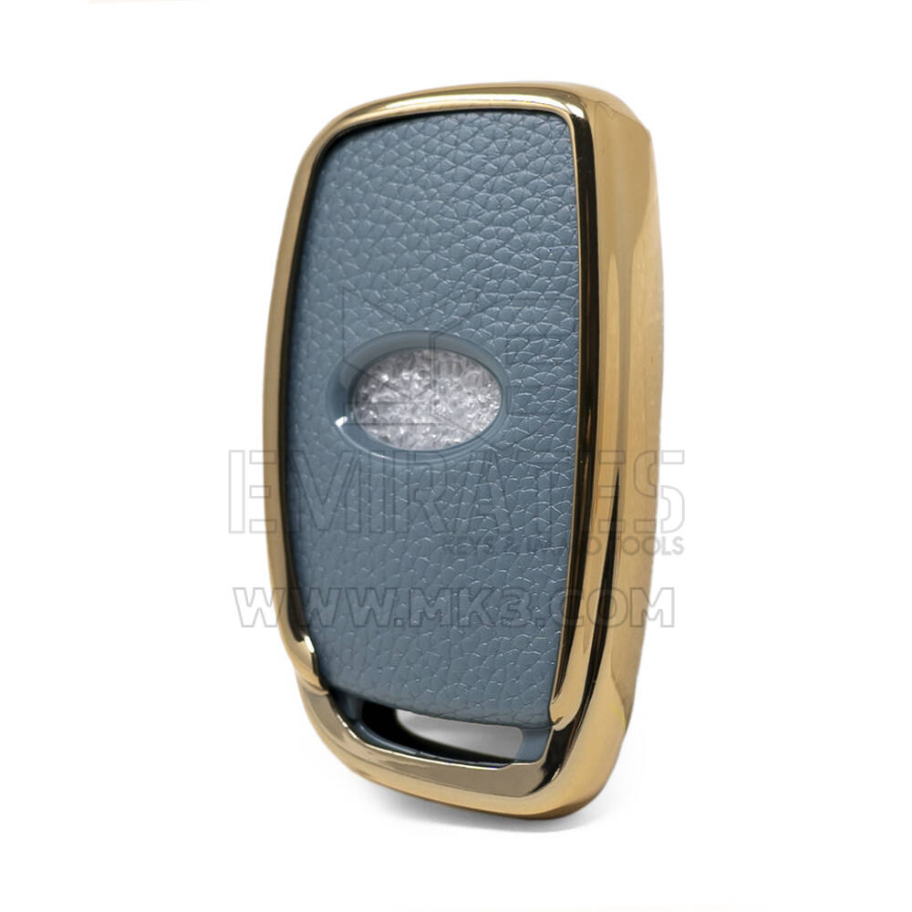 Nano Gold Leather Cover For Hyundai Key 3B Gray HY-A13J3B | MK3