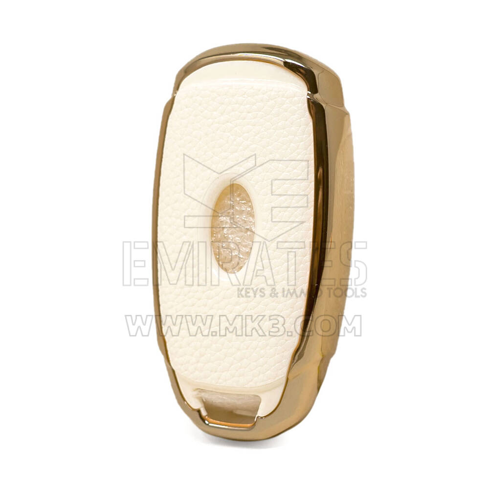 Nano Gold Leather Cover For Hyundai Key 3B White HY-D13J | MK3