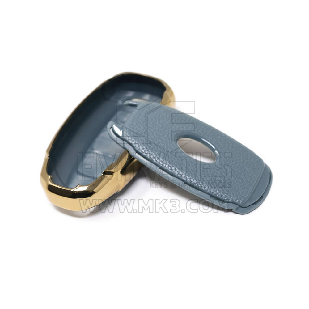 New Aftermarket Nano High Quality Gold Leather Cover For Hyundai Remote Key 3 Buttons Gray Color HY-D13J | Emirates Keys
