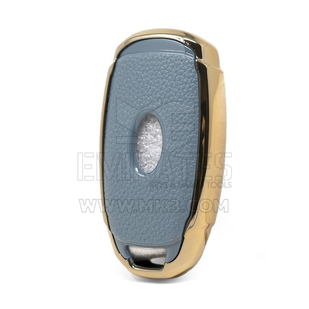 Nano Gold Leather Cover For Hyundai Key 3B Gray HY-D13J | MK3