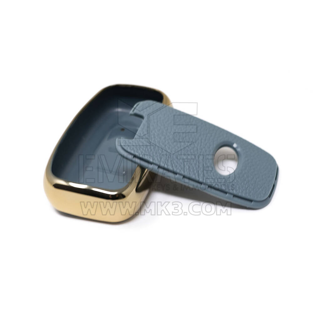 New Aftermarket Nano High Quality Gold Leather Cover For Hyundai Remote Key 3 Buttons Gray Color HY-G13J | Emirates Keys