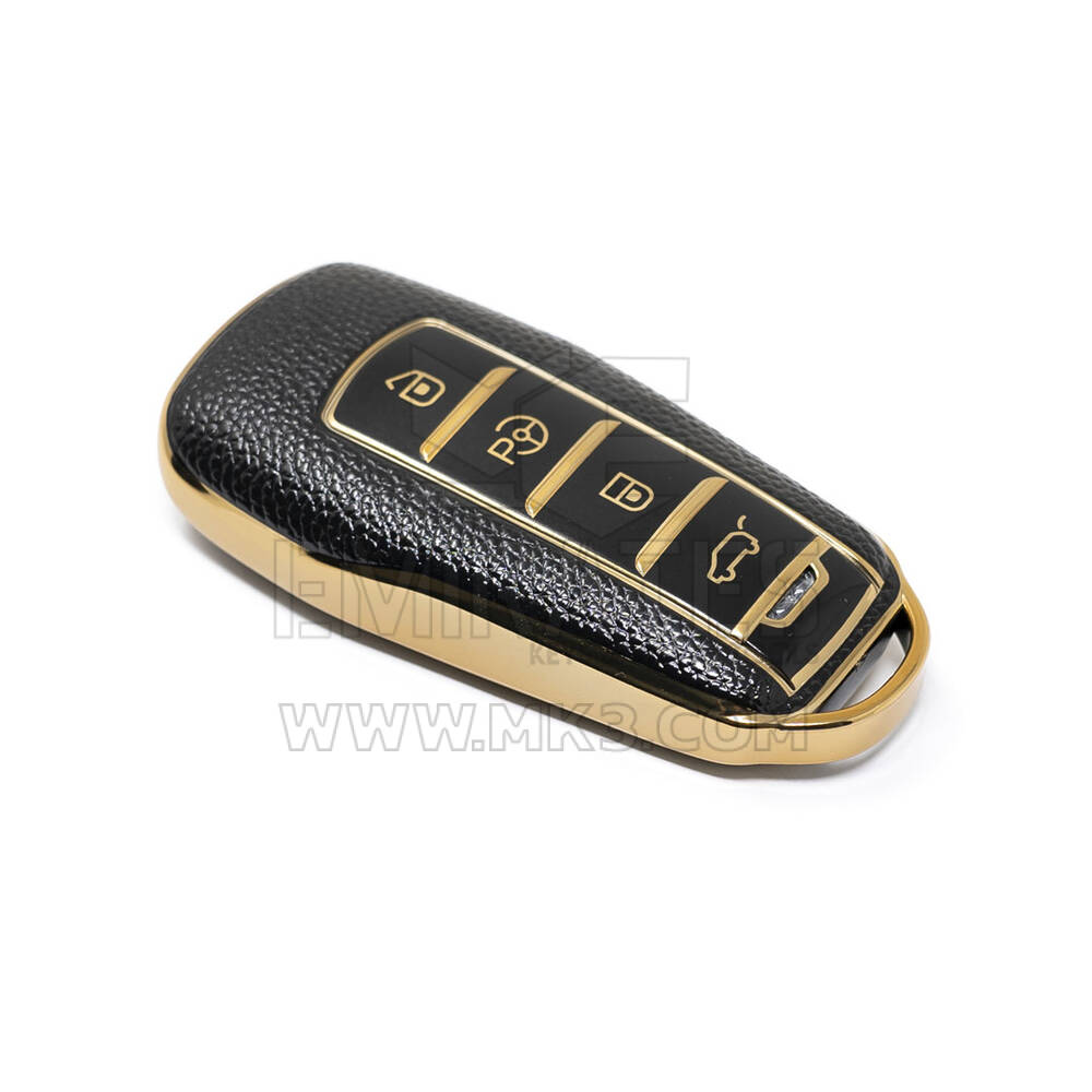 Nuova cover in pelle dorata aftermarket Nano di alta qualità per chiave remota Xpeng 4 pulsanti colore nero XP-A13J | Chiavi degli Emirati