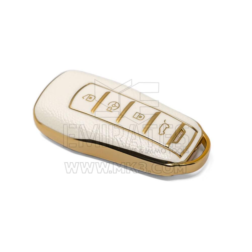 Nueva funda de cuero dorado Nano de alta calidad para mando a distancia Xpeng, 4 botones, Color blanco XP-A13J | Cayos de los Emiratos
