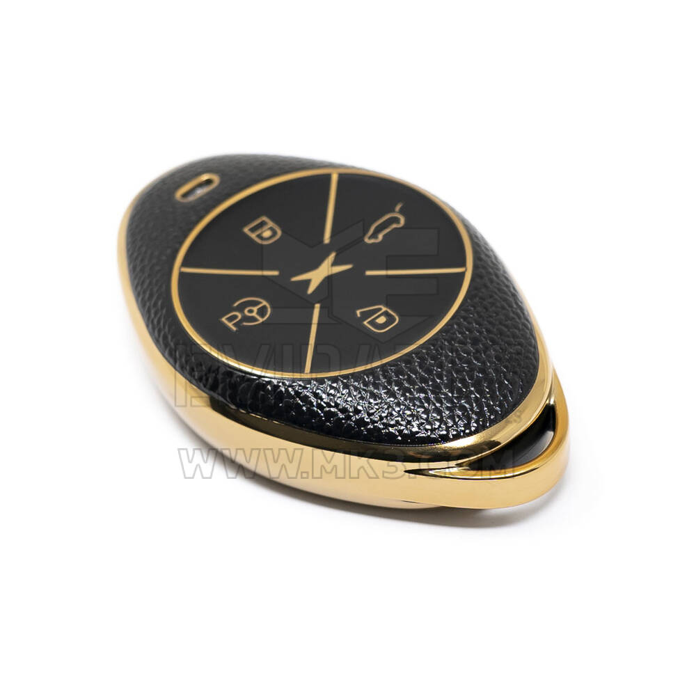 Nuova cover in pelle dorata aftermarket Nano di alta qualità per chiave remota Xpeng 4 pulsanti colore nero XP-B13J | Chiavi degli Emirati