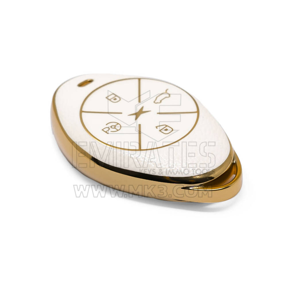 Nueva funda de cuero dorado Nano de alta calidad para mando a distancia Xpeng, 4 botones, Color blanco XP-B13J | Cayos de los Emiratos