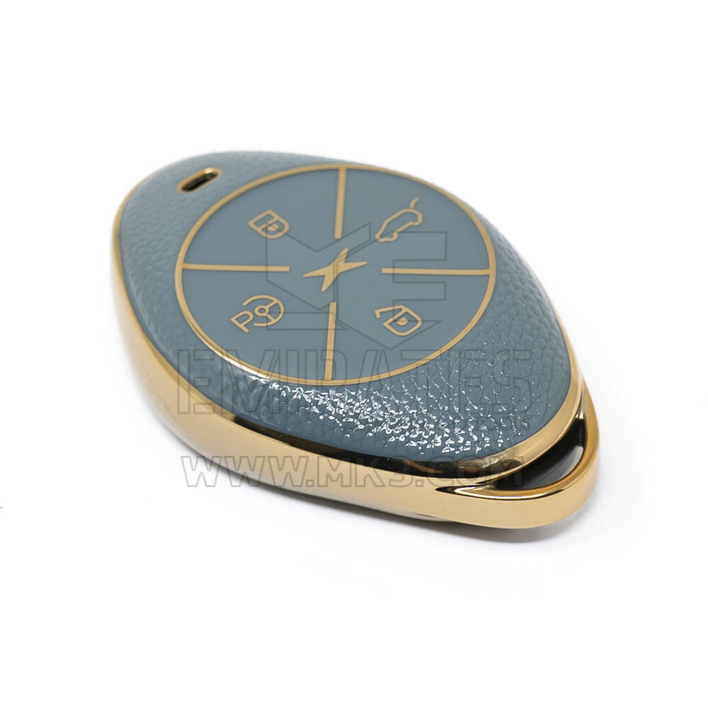Nuova cover in pelle dorata aftermarket Nano di alta qualità per chiave remota Xpeng 4 pulsanti colore grigio XP-B13J | Chiavi degli Emirati