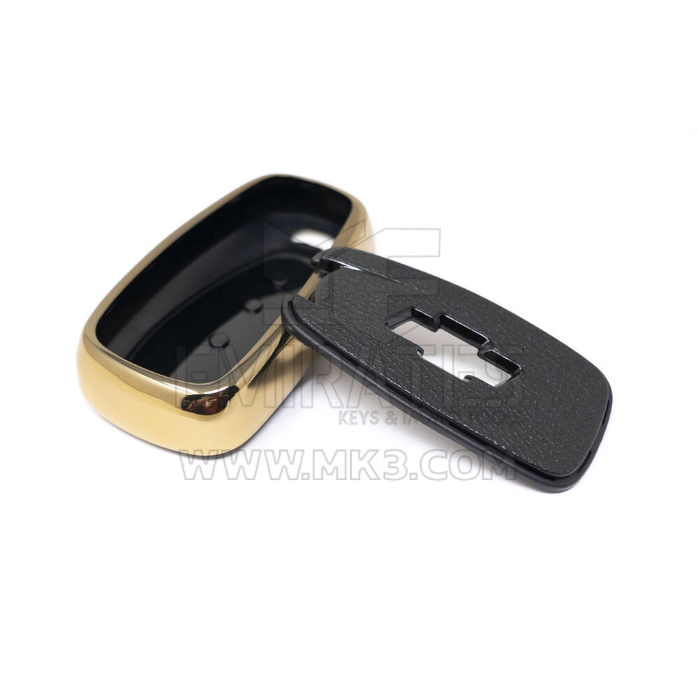New Aftermarket Nano High Quality Gold Leather Cover For Chevrolet Remote Key 4 Buttons Black Color CRL-B13J4 | Emirates Keys