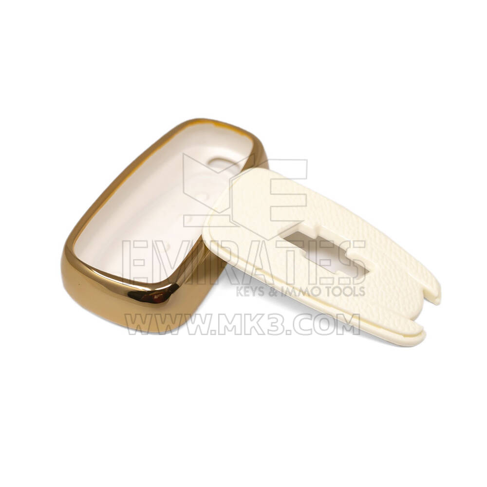 New Aftermarket Nano High Quality Gold Leather Cover For Chevrolet Remote Key 4 Buttons White Color CRL-B13J4 | Emirates Keys