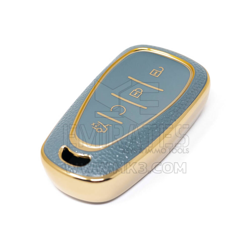 Novo aftermarket nano capa de couro dourado de alta qualidade para chave remota chevrolet 4 botões cor cinza CRL-B13J4 Chaves dos Emirados