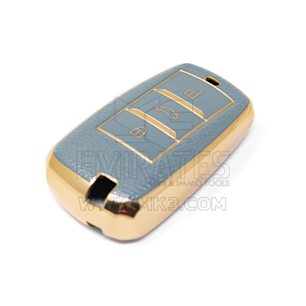 Housse en cuir doré de haute qualité pour clé télécommande Changan, 3 boutons, couleur grise, nouveau marché des pièces de rechange, CA-A13J | Clés des Émirats
