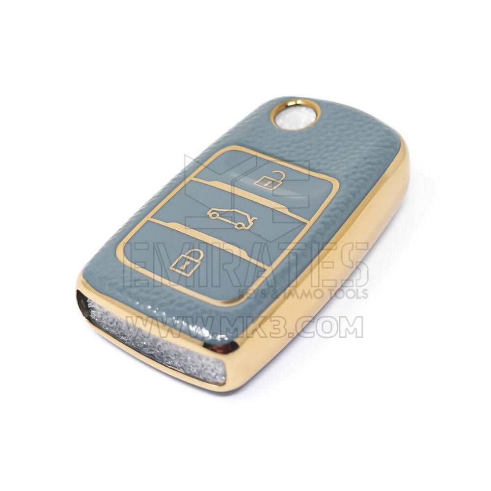 New Aftermarket Nano High Quality Gold Leather Cover For Changan Flip Remote Key 3 Buttons Gray  Color CA-B13J | Emirates Keys