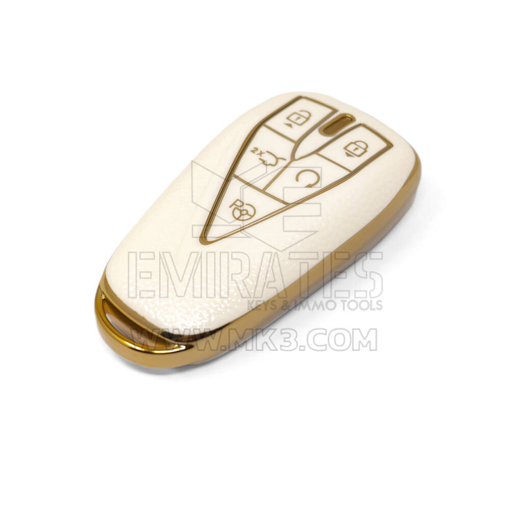Novo aftermarket nano capa de couro dourado de alta qualidade para chave remota changan 5 botões cor branca CA-C13J5 Chaves dos Emirados