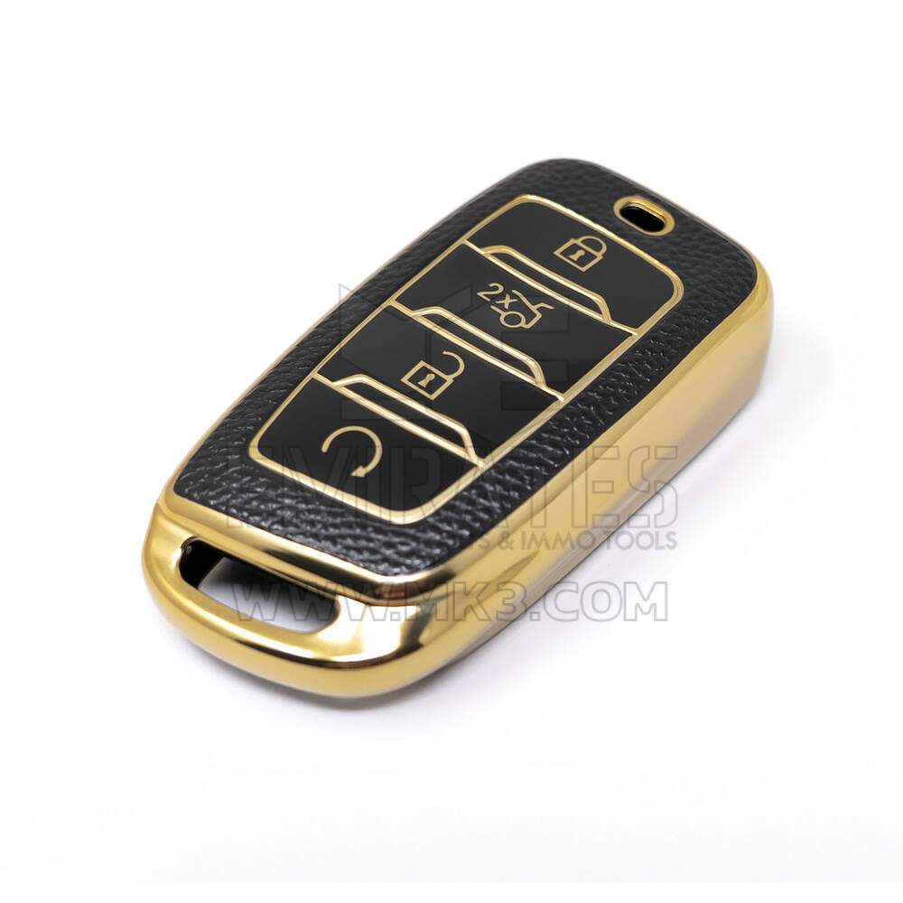 Nuova cover in pelle dorata aftermarket Nano di alta qualità per chiave remota Changan 4 pulsanti colore nero CA-D13J | Chiavi degli Emirati