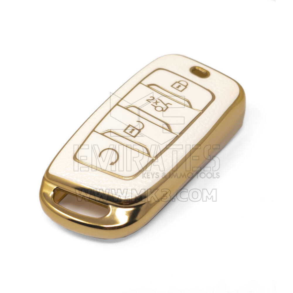 New Aftermarket Nano High Quality Gold Leather Cover For Changan Remote Key 4 Buttons White Color CA-D13J | Emirates Keys