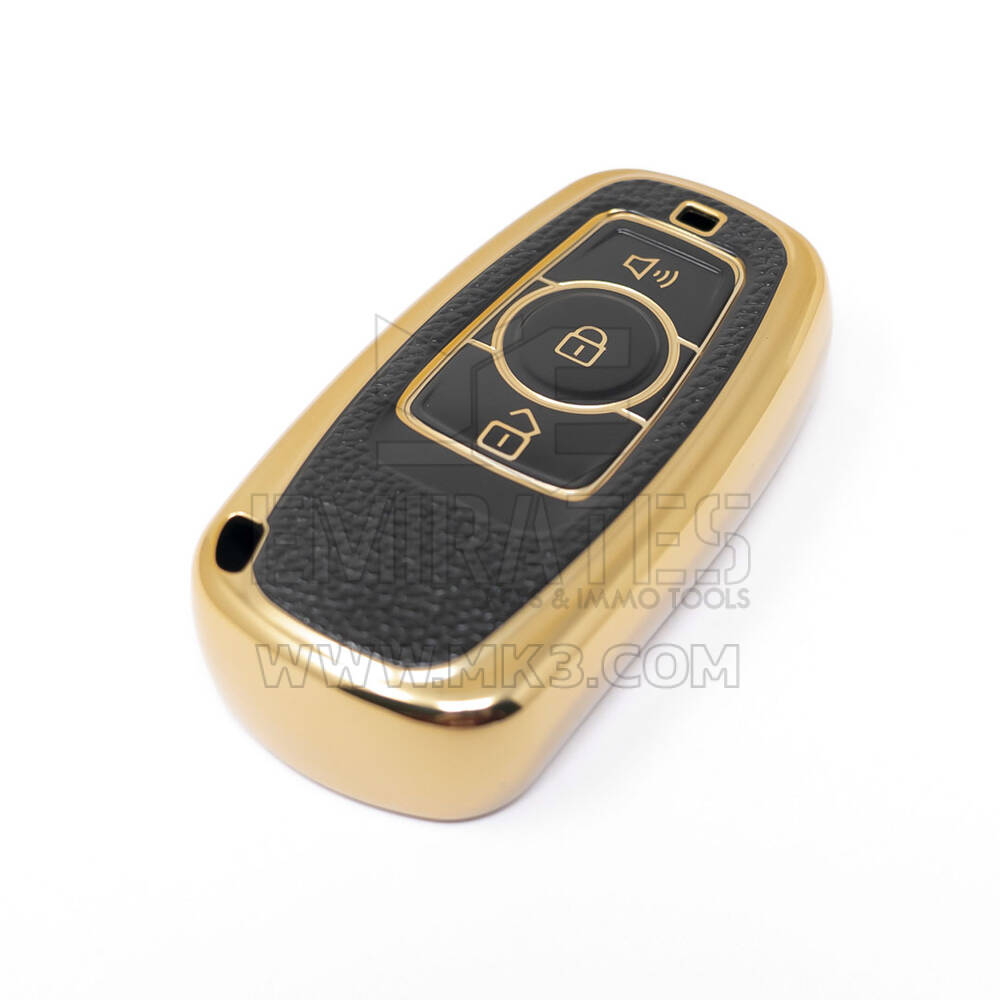 Novo aftermarket nano capa de couro dourado de alta qualidade para chave remota grande parede 3 botões cor preta GW-A13J | Chaves dos Emirados