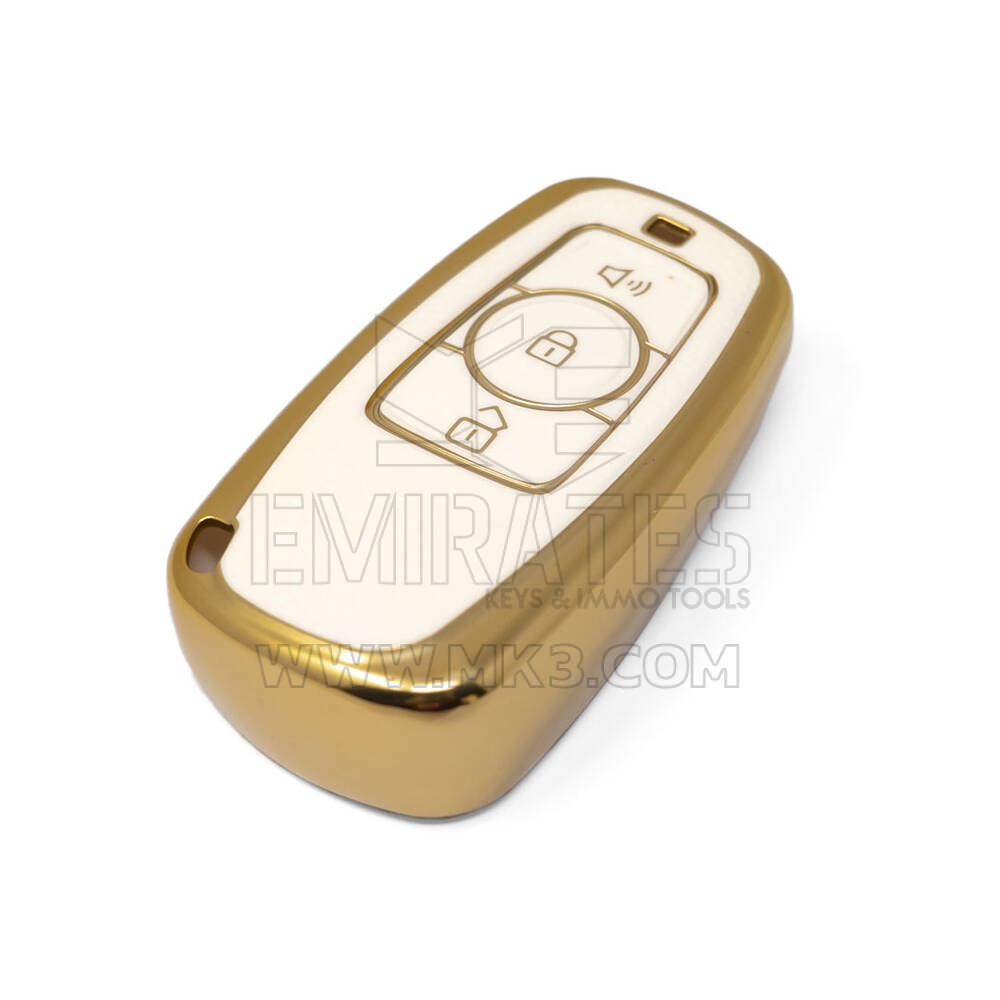 Couverture en cuir doré de haute qualité pour clé télécommande Great Wall, 3 boutons, couleur blanche, GW-A13J | Clés des Émirats
