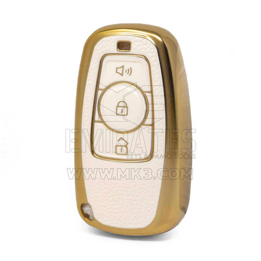 Nano – housse en cuir doré de haute qualité, pour clé télécommande Great Wall, 3 boutons, couleur blanche, GW-A13J