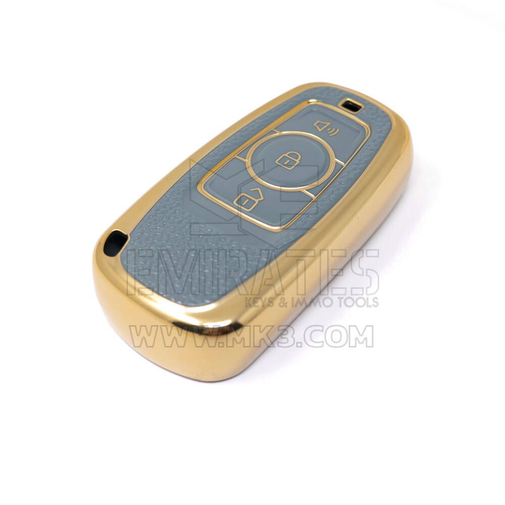 Novo aftermarket nano capa de couro dourado de alta qualidade para chave remota grande parede 3 botões cor cinza GW-A13J | Chaves dos Emirados