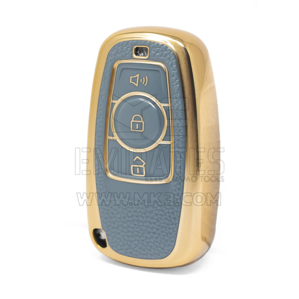Нано-высококачественный золотой кожаный чехол для дистанционного ключа Great Wall с 3 кнопками серого цвета GW-A13J